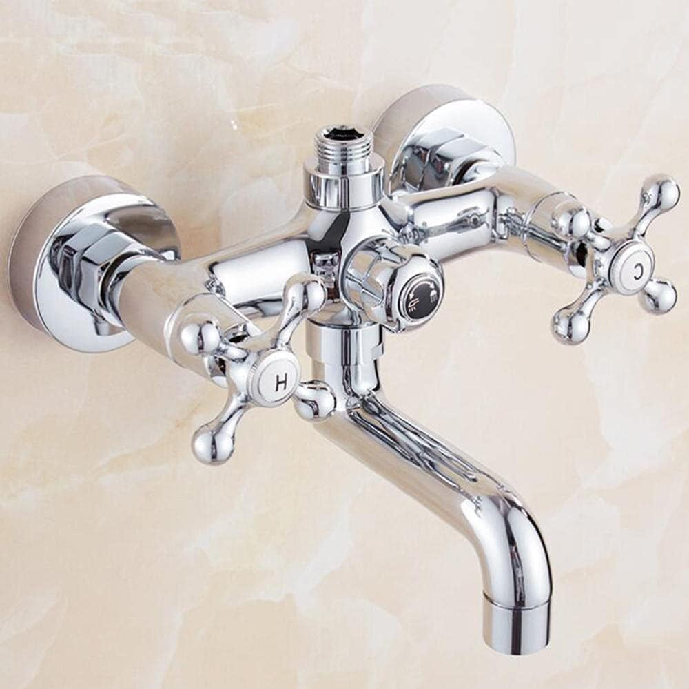 bathtub faucet Wall Mounted Brass Double Cold and Hot Water Bathtub Faucet Chrome Plating