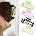 thumbnail image 1 of batmeuy 1/4Pcs Women Hair Claws Strong Fixation Plaid Pattern Design Hair Clips Versatile Lattice Hair Accessories, 1 of 2