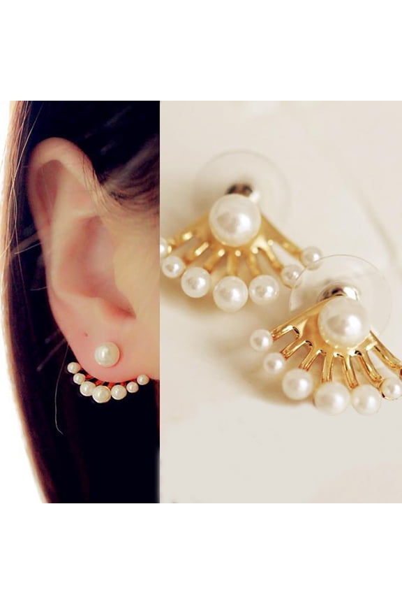 1 Pair Earrings Double-sided Jewelry Faux Pearl Women Front Back Stud Earrings for Festival