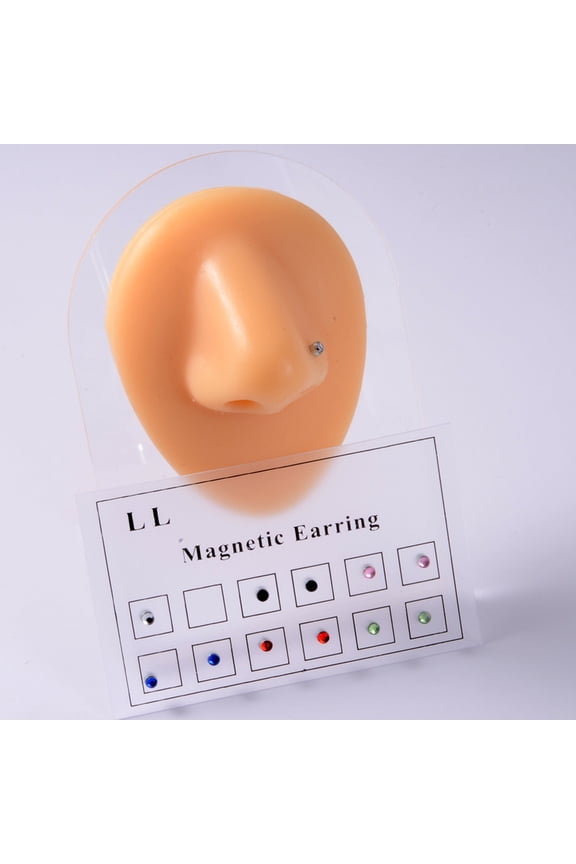 12Pcs/Set Magnetic Stud All Match Smooth Surface Non-Pierced Magnetic Rhinestone Fake Ear Stud for Women