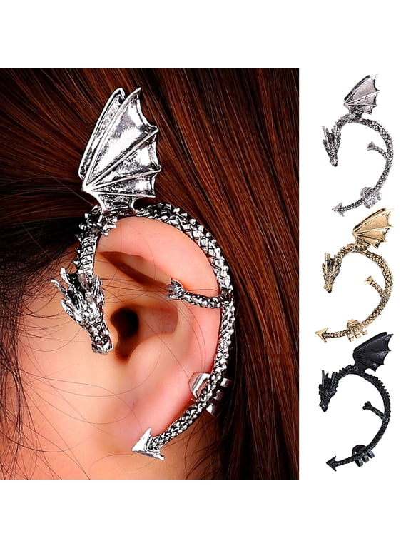 1Pc Dragon Shaped Ear Cuff Exaggerated Hip Hop Gothic Punk Non-Piercing Clip Wrap Cartilage Earring Fashion Accessory