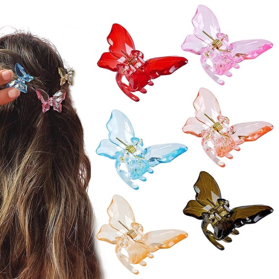 batmeuy 2Pcs Girls Hair Claw Transparent Butterflies Shape Hair Pin Braided Hair Mini Hairpin Clear Mini Braiding Clip Headwear Hair Accessories