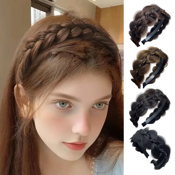 batmeuy Braided Headband with Teeth Synthetic Heat-Resistant Fibers Realistic Human Hair Headband Secure Hair Fix Hair Hoop