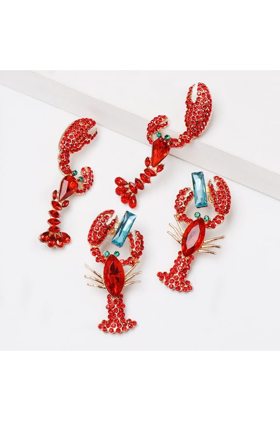 Dangle Earrings Creative Vivid Rhinestone Funny Lobster Sexy Eardrop for Gift