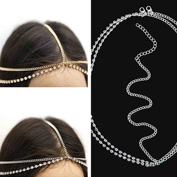 batmeuy Lady Bohemian Fashion Rhinestone Layered Head Chain Headpiece Hair Band Jewelry