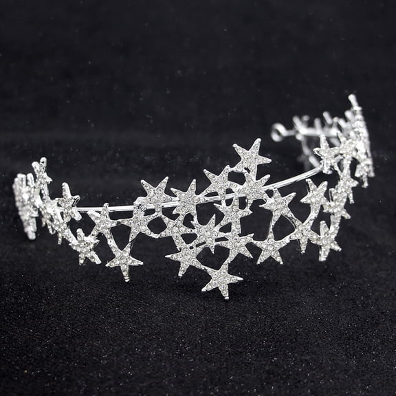 batmeuy Rhinestone Star Headband Hairband Tiara Crown Bridal Wedding Hair Accessory