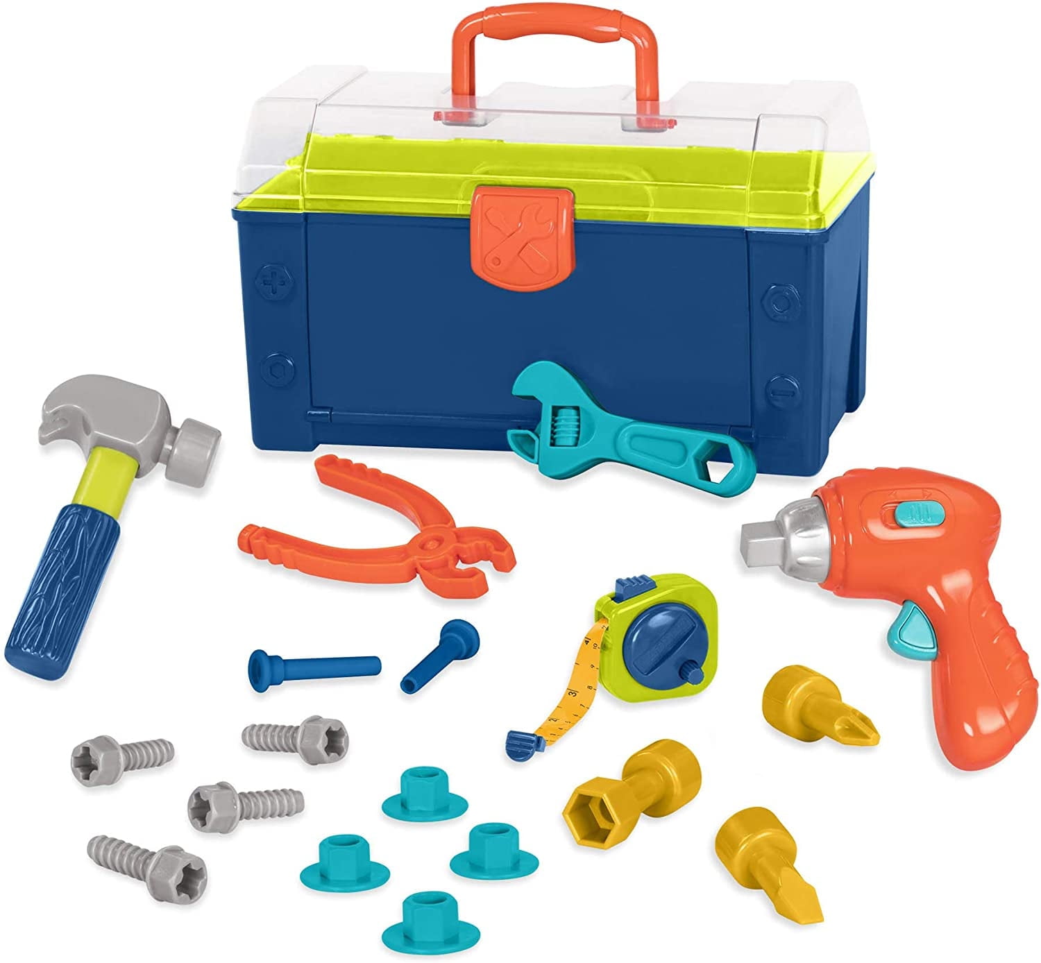 REXBETI 25-Piece Kids Tool Set with Real Hand Tools, Blue Storage Bag