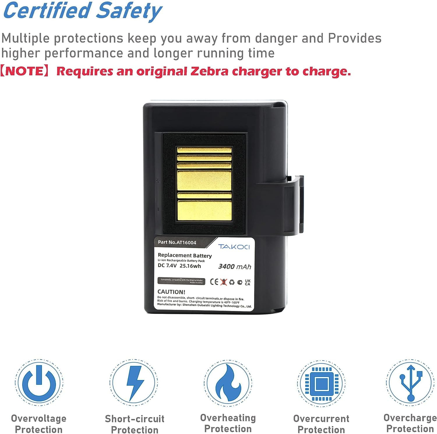 battery for Zebra QLN220 QLN320 ZQ510 ZQ520 ZQ500 ZR628 ZR638 ZQ610