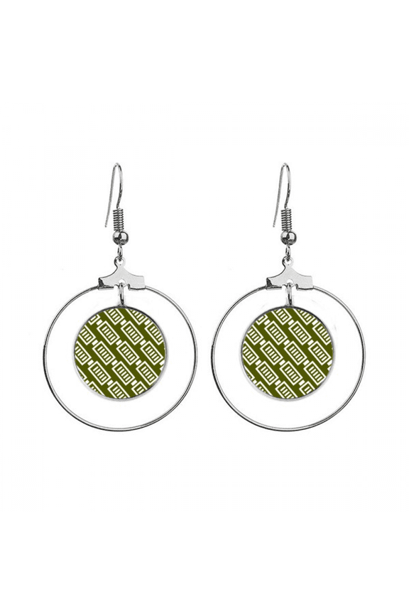 battery endurance energy stamp pattern earrings dangle hoop jewelry drop circle