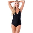 thumbnail image 1 of bawdy Women's Karla Mesh Cutout Lace-Up Back One Piece Bathing Suit,Black,M, 1 of 4