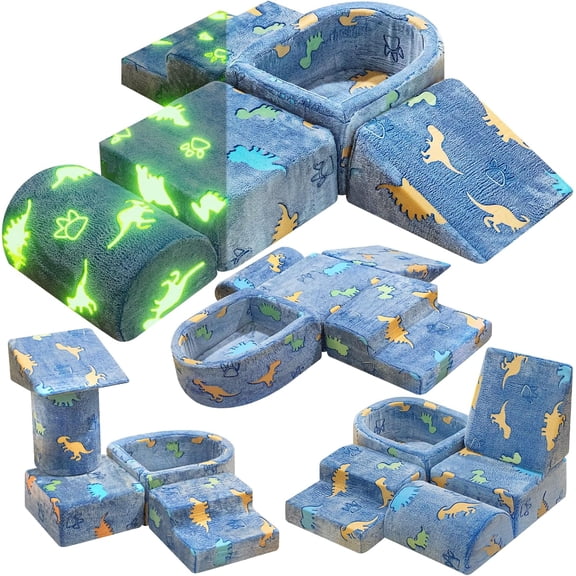 baxluxe Modular Kids Couch 5-in1 Multifunctional Glow Foam Climber Toys Toddler Convertible Building Blocks Play Sofa Ages 1-3 Hands-on A