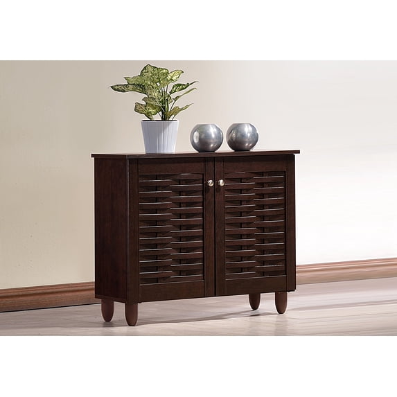 Baxton Studio Winda 30 W 2 Door Shoe Cabinet Oak Brown - Office Depot Baxton Studio Winda 30 W 2 Door Shoe Cabinet Oak Brown - Office Depot