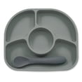 thumbnail image 1 of bblüv - Yümi ‒ Plate and Spoon Set, Silicone, Grey, 1 of 3