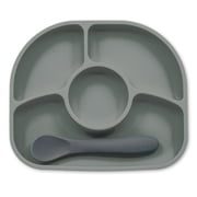 bblüv - Yümi ‒ Plate and Spoon Set, Silicone, Grey