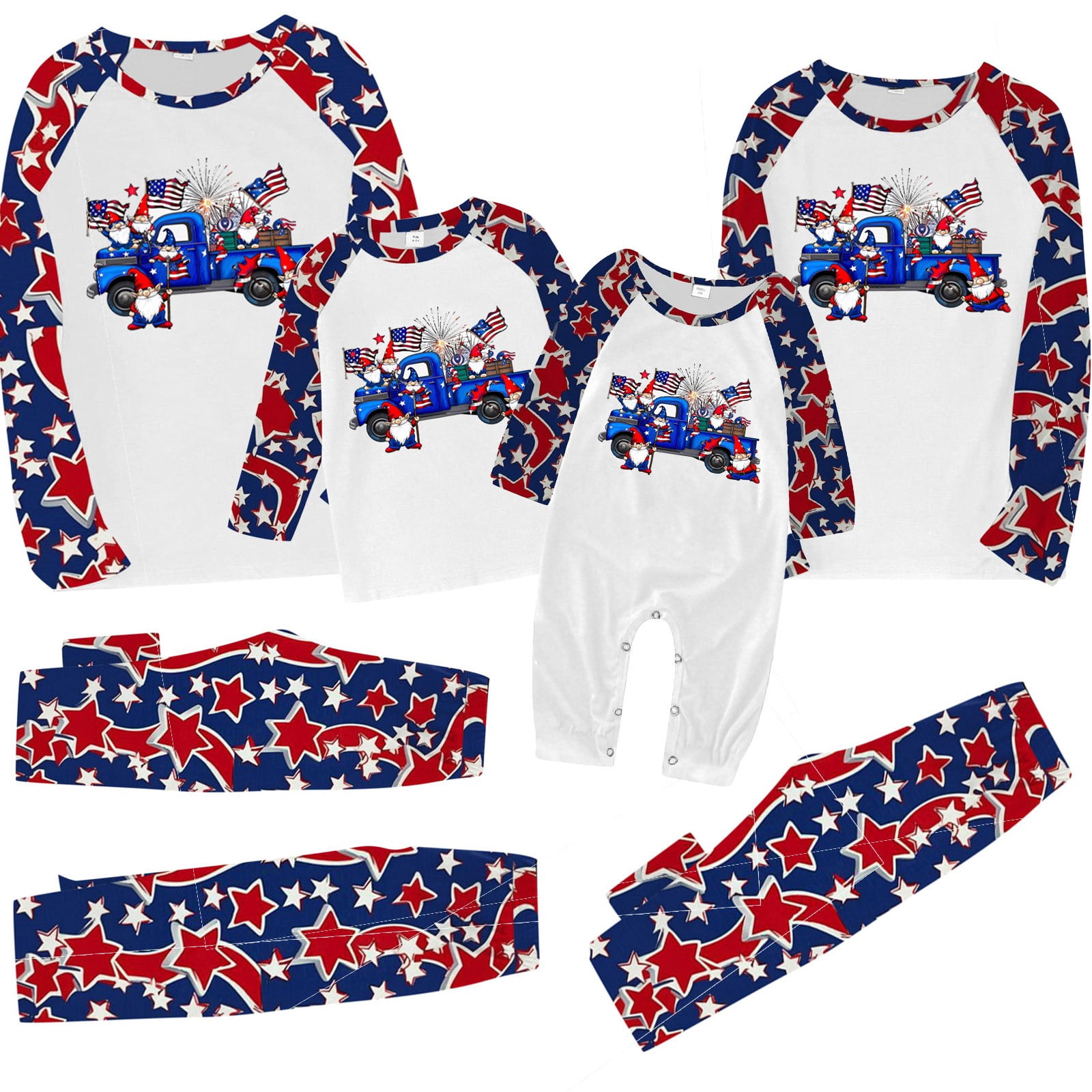 bbyeadc 4th of July Matching Pajamas for Women Comfy Patriotic Stars ...