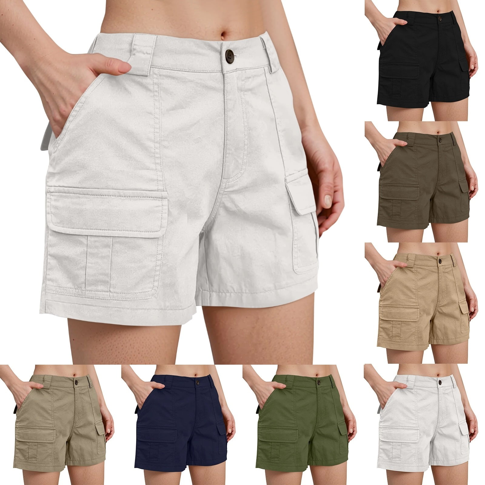 bbyeadc Cargo Shorts Women Button Strech High Waist Y2k Shorts — free download