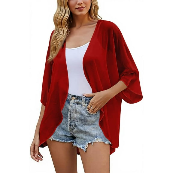 bbyeadc Chiffon Cardigan Sweaters for Women Lightweight Long Sleeve Dusters for Women Open Front Shrug Cardigan Solid Color Dressy Casual Boho Cardigan Capes Light, White 2XL