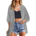 thumbnail image 1 of bbyeadc Chiffon Cardigans for Women 3/4 Sleeve Plus Size Kimono and Dusters Lightweight Open Front Shrug Cardigan Hawaii Print Dressy Casual Kimono Cardigan, Light Gray S, 1 of 6
