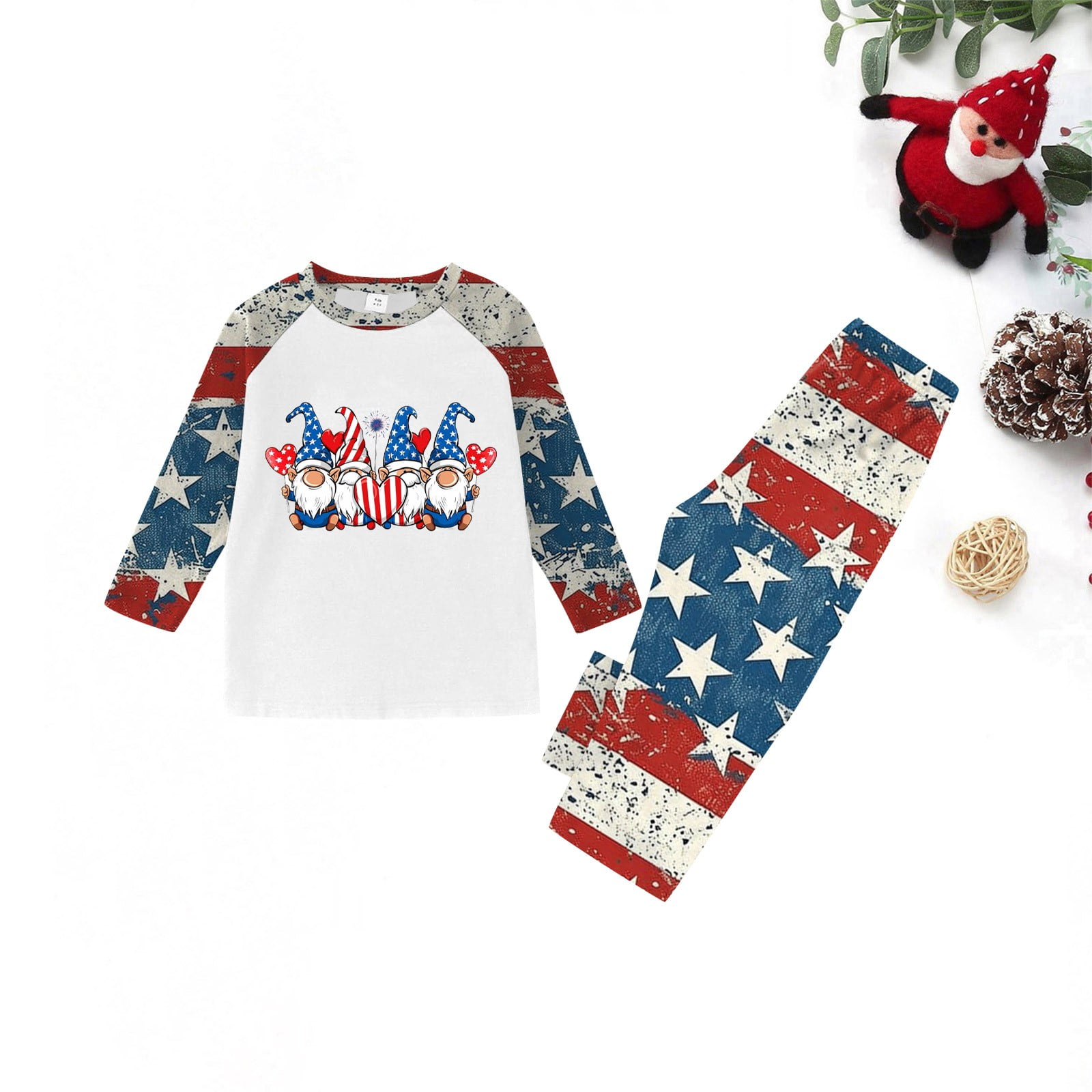 bbyeadc Fourth of July Matching Pajamas for Children Loose Patriotic ...