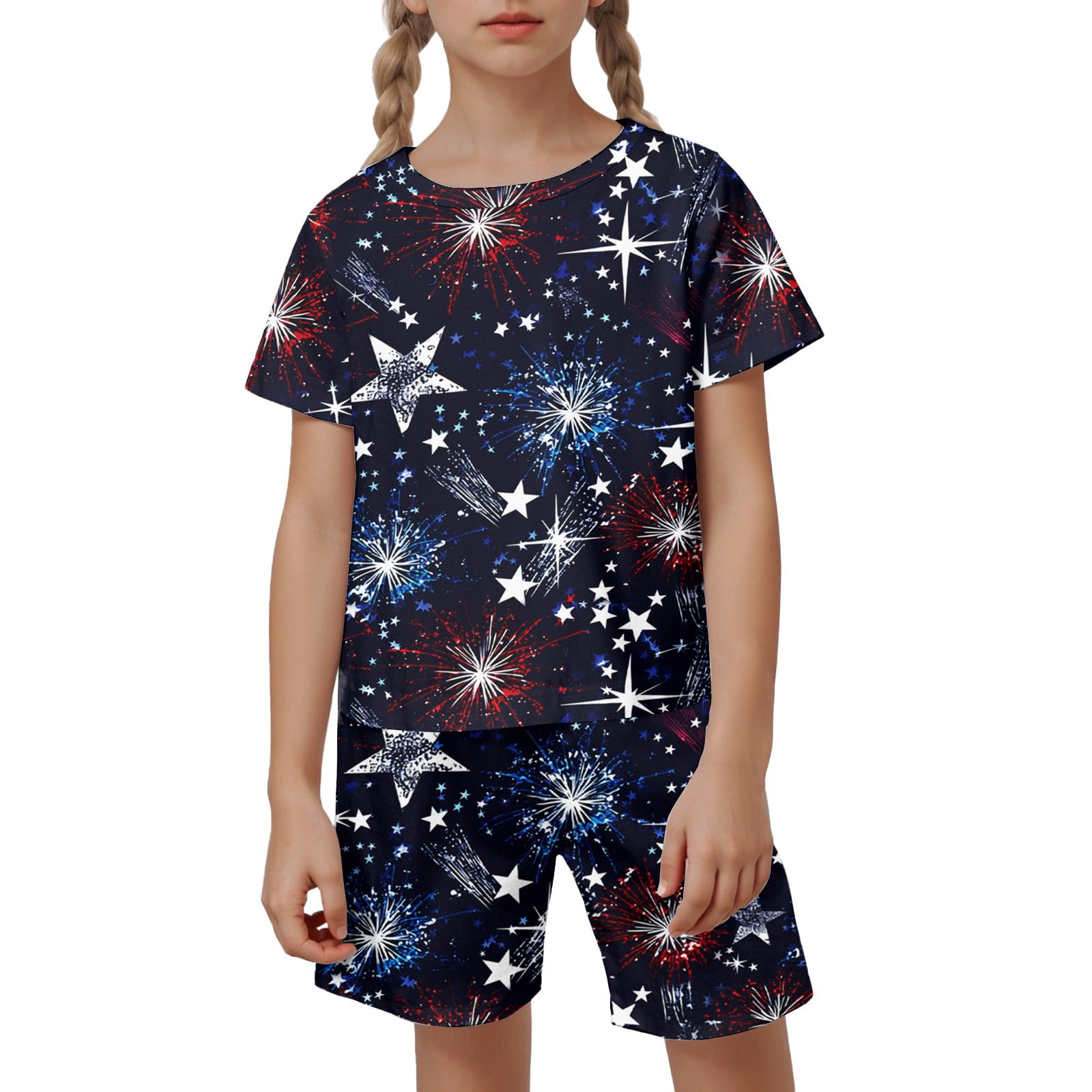 bbyeadc Fourth Of July Pajamas Set for Girls Comfy Patriotic Stars and ...