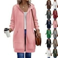 thumbnail image 1 of bbyeadc Long Hoodies for Women Casual Womens Zip Up Hoodie Fashion Oversized Long Jackets Lightweight Hooded Sweatshirt Fleece Hoodie with Pockets, Pink M, 1 of 7