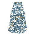 thumbnail image 1 of bbyeadc Maxi Skirts for Women Summer Tiered Elastic High-Waist Floral Skirt Comfy Drawstring Pleated Skirts Women Midi Length Trendy Boho Holiday Skirt, Royal Blue XL, 1 of 7