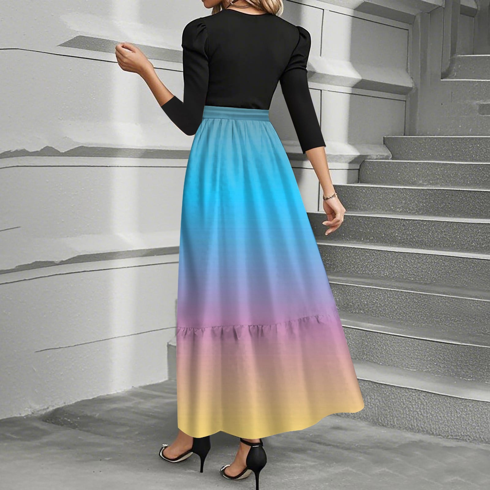Multicolor Floral Tier Midi Dress main image 0