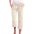 thumbnail image 1 of bbyeadc Pedal Pushers for Women Bermuda Shorts Knee Length Trendy Summer High Waisted Lightweight Shorts Dressy Casual Linen Capris with Pockets, Beige M, 1 of 5