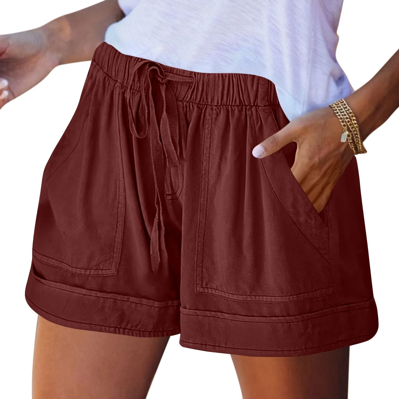 1150~Drawstring Waist Cotton VENTILE 3-Pockets Shorts main image 0