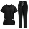 thumbnail image 1 of bbyeadc Scrubs for Women Plus Size Medical Scrubs Stretchy V Neck Scrub Tops and Cargo Pants Scrubs Sets Nursing Uniforms with Pockets, Black 2XL, 1 of 2
