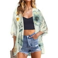 thumbnail image 1 of bbyeadc Shrugs for Women Long Sleeve Chiffon Cardigan for Women Lightweight Open Front Shrug Cardigan Hawaii Print Dressy Casual Boho Duster Cardigans, Mint Green S, 1 of 6