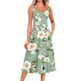 thumbnail image 1 of bbyeadc Spring Midi Dresses for Women 2025 Vintage Sleeveless Crewneck Mid-Length Dresses with Side Pocket Casual Loose Fit A Line Dress Beach Floral Print Sundresses, Light Green 3XL, 1 of 5