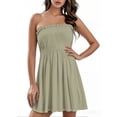 thumbnail image 1 of bbyeadc Summer Dresses for Women Beach Cover Ups Strapless Boho Floral Print Sundress Hawaiian Floral Print Dress Tube Top Dress, Khaki 3XL, 1 of 4