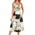 thumbnail image 1 of bbyeadc Summer Midi Dresses for Women 2025 Casual Crewneck Sleeveless A Line Dress Vintage Loose Fit Mid-Length Dresses with Side Pocket Beach Flowy Floral Print Sundresses, Army Green S, 1 of 5