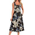 thumbnail image 1 of bbyeadc Summer Midi Dresses for Women 2025 Loose Fit Casual Mid Length Dresses Boho Sleeveless Round Neck A Line Dress Beach Floral Print Sundresses with Side Pocket, Sky Blue 2XL, 1 of 5
