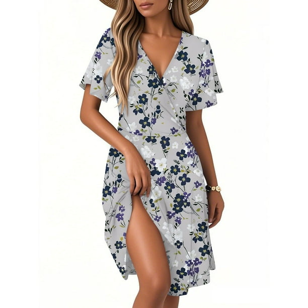 bbyeadc Summer Midi Dresses for Women Plus Size Ruffle Short