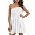 thumbnail image 1 of bbyeadc Sun Dresses Women Summer Casual Sleeveless Sexy Tube Strapless Smocked Mini Sundresses for Women Boho Tie-Dye Plus Size Dress for Women Off the Shoulder Graduation Dress, White S, 1 of 4