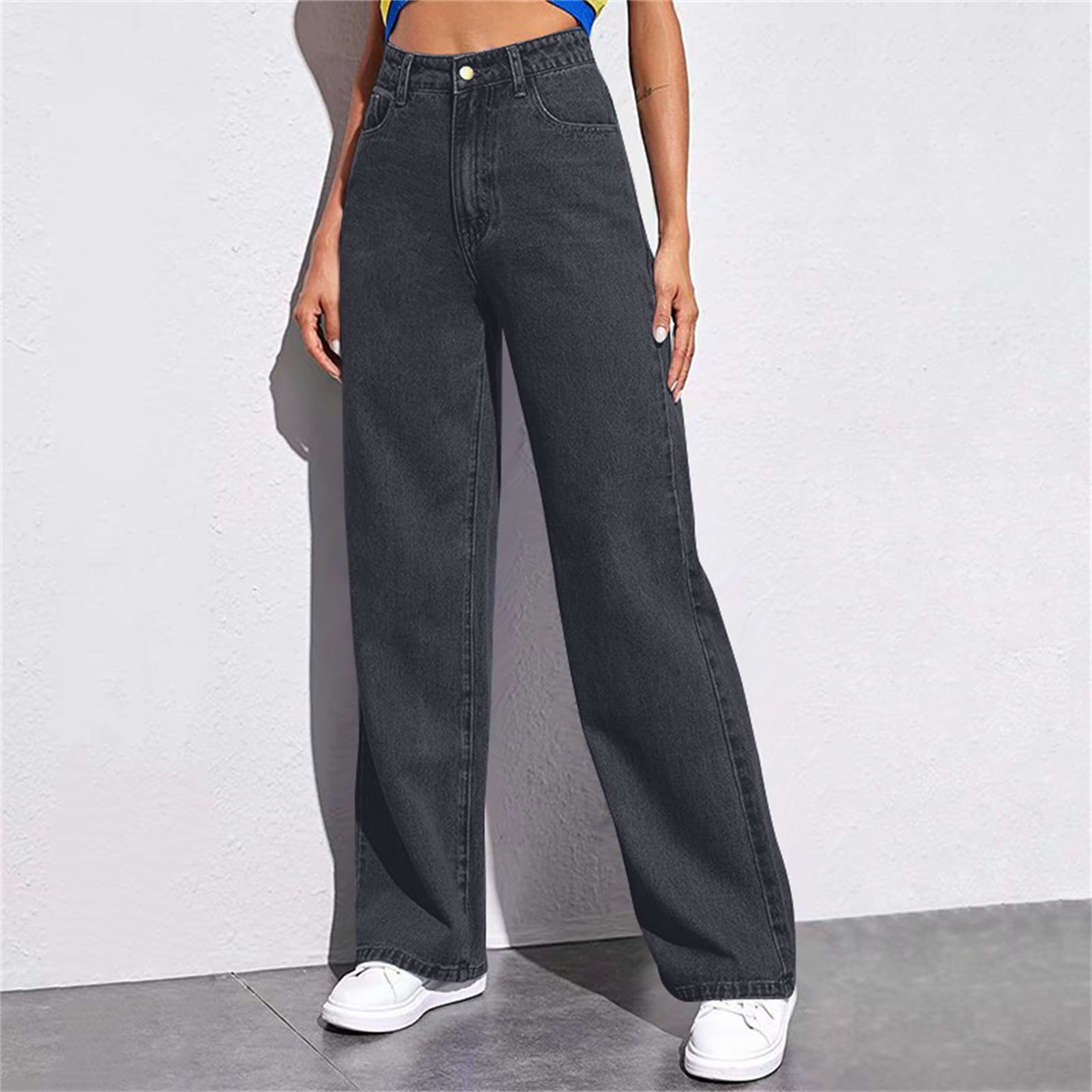 high waist jeans casual loose extra large size bottom pants