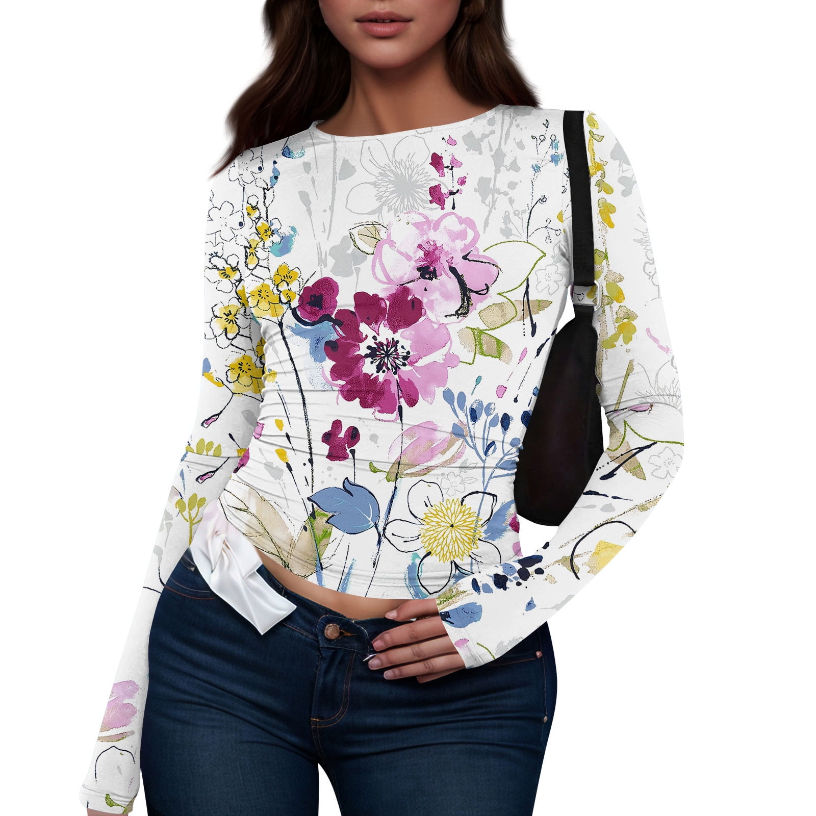Women's Off Shoulder Ribbed Stretch Top - Y2K Trendy Going Out Shirt, V-Neck, Sexy Corset Style - View #5