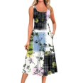 thumbnail image 1 of bbyeadc Women's Spring Dresses 2025 Casual Crewneck Sleeveless A Line Dress Boho Loose Fit Mid-Length Dresses with Side Pocket Beach Sundresses Floral Print Dress, Purple Pink 2XL, 1 of 5