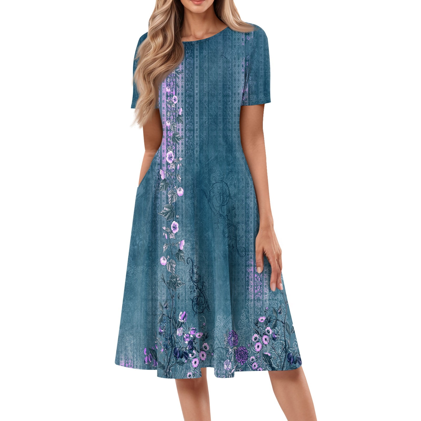 bbyeadc Women's Spring Dresses 2025 High Waist Pleated Casual Mid ...