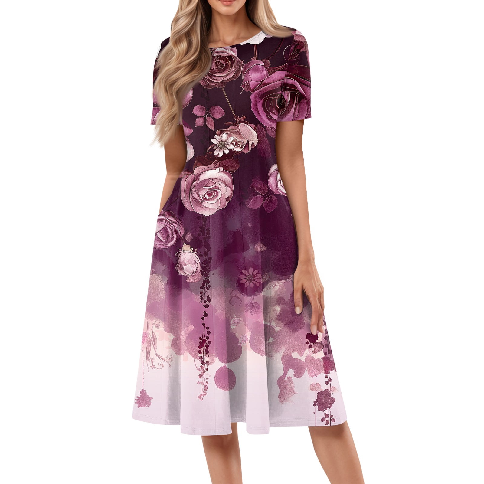 bbyeadc Women's Spring Dresses 2025 High Waist Pleated Casual Midi ...