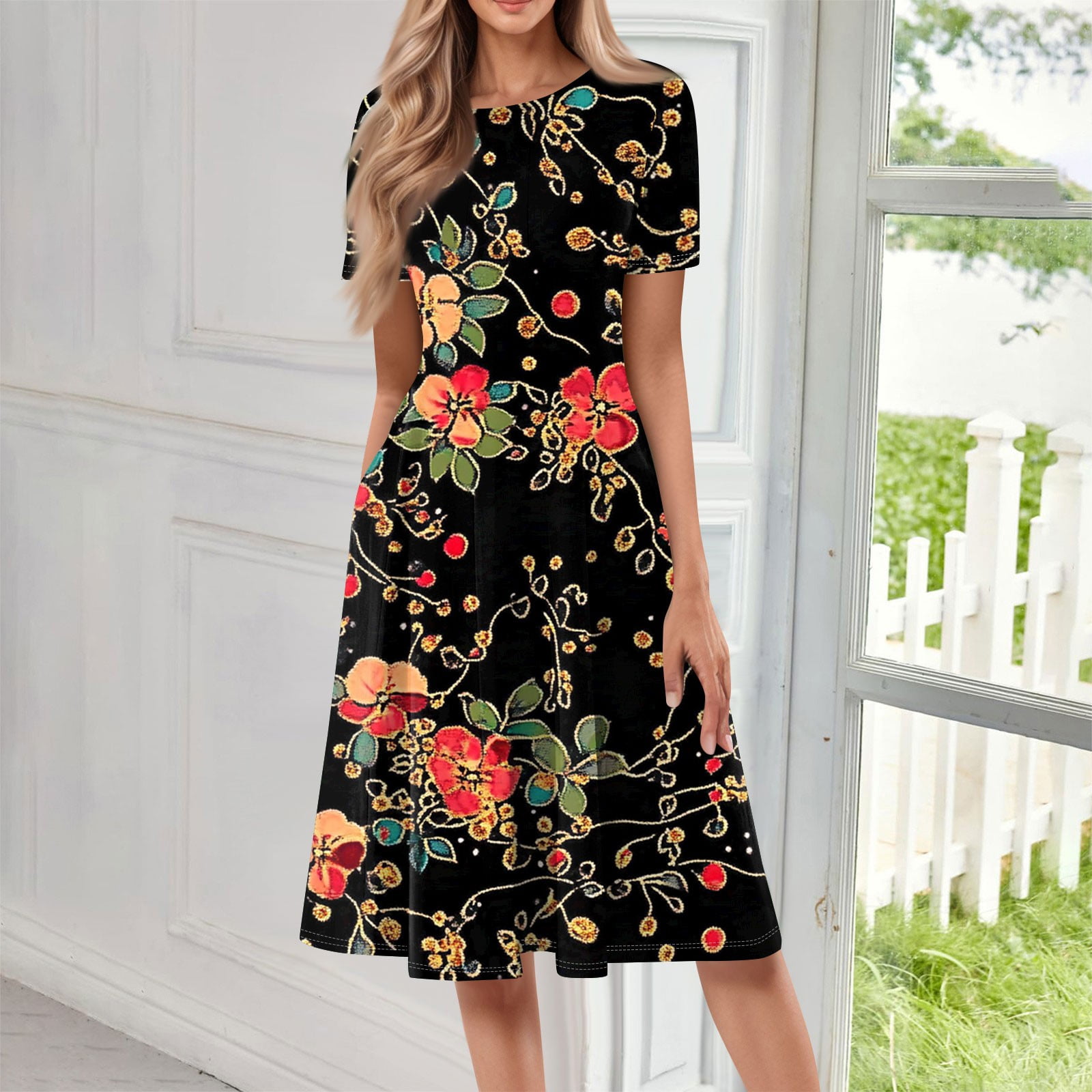 bbyeadc Women's Spring Dresses 2025 Loose Casual Mid-Length Dresses ...