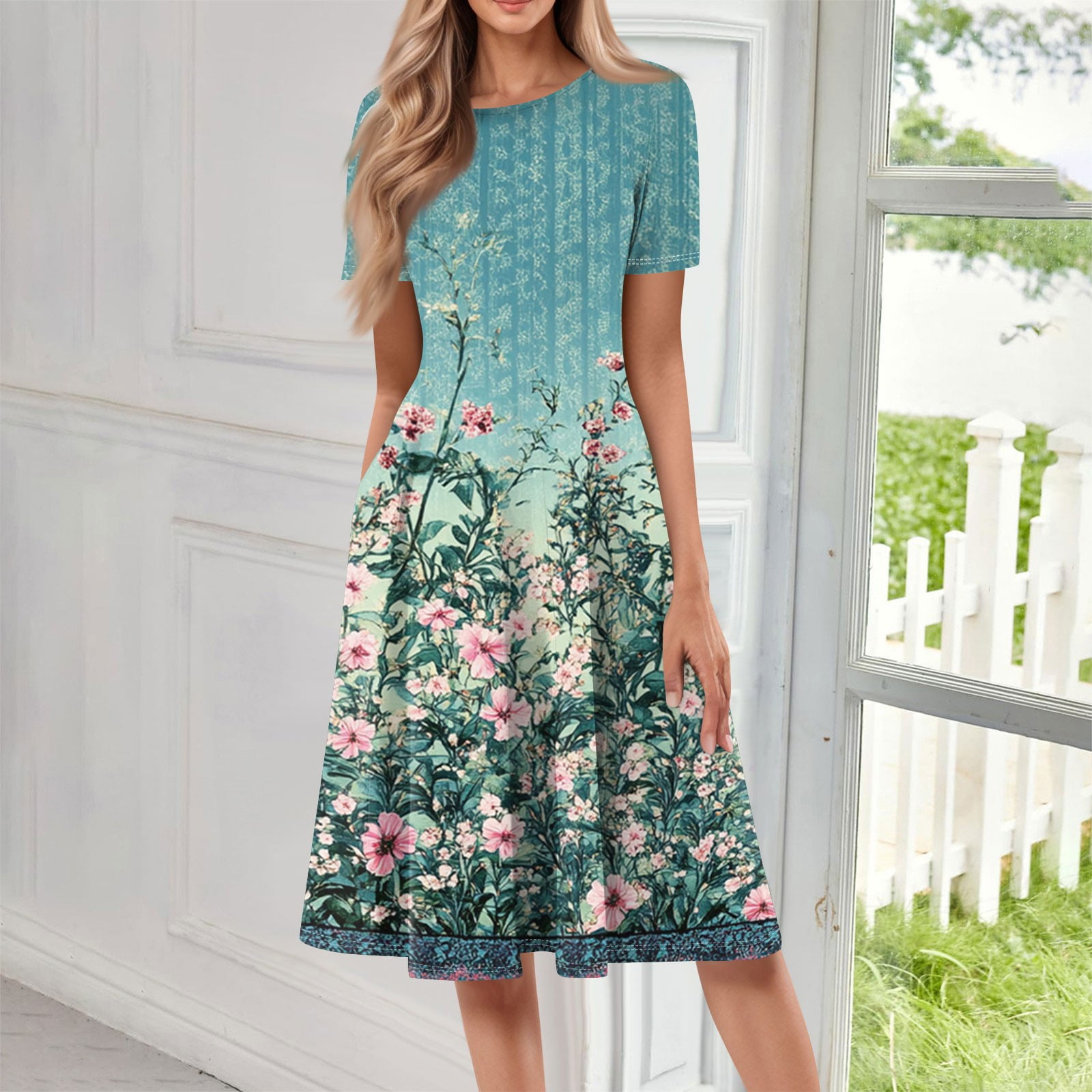 bbyeadc Women's Spring Dresses 2025 Loose Casual Midi Dresses Boho ...