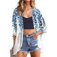 thumbnail image 1 of bbyeadc Womens Kimono 3/4 Sleeve Women's Chiffon Cardigans Lightweight Open Front Shrug Cardigan Floral Dressy Casual Thin Cardigans, Sky Blue XL, 1 of 6