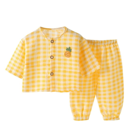 bbymog 2 piece Baby Girl Pajamas Set Long Sleeve Cotton Shirt & Sweatpants Toddler Pajamas Yellow-1 9 Years