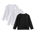 thumbnail image 1 of bbymog 3 Pack T Shirts for Boys Long Sleeve Basic Tee Tops Casual Clothes for Girls White J 3 Years, 1 of 7