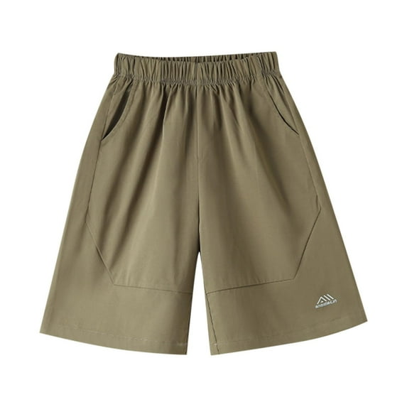 bbymog 4-15Years Boys Athletic Shorts Fashion Solid Color Elastic Waist Casual Beach Shorts Summer Thin Workwear Shorts with Pocket