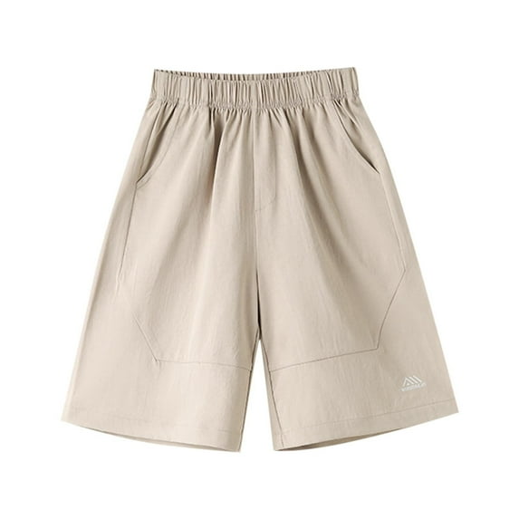 bbymog 4-15Years Boys Athletic Shorts Fashion Solid Color Elastic Waist Casual Beach Shorts Summer Thin Workwear Shorts with Pocket