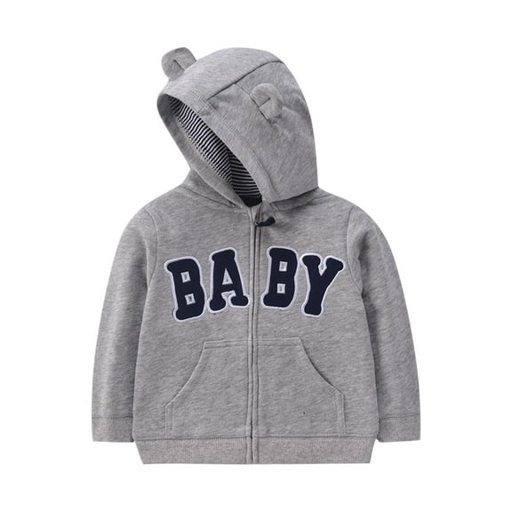 bbymog Baby Boy Clothes 9M-3 Years Long Sleeve Boys Zip Up Hoodie Fall Casual Boys Hoodies with Pocket Boys' Fashion Hoodies & Sweatshirts Gray 9-12 Months